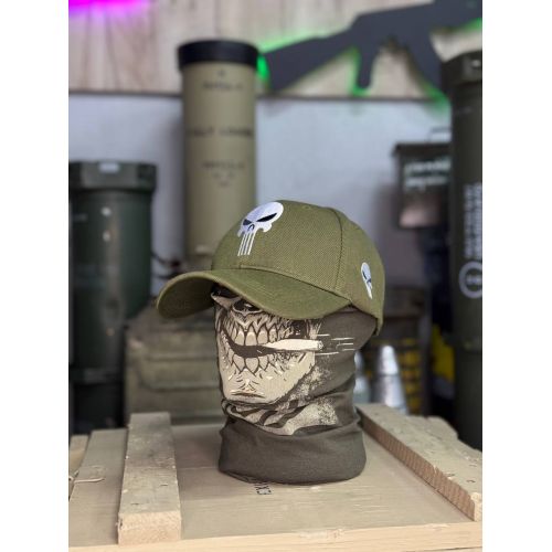 Кепка тактична Reaper Skull green з білою вишивкою
