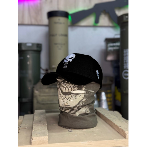 Кепка тактична Reaper Skull black з білою вишивкою