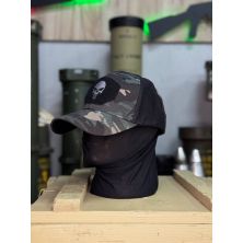 Тактична бейсболка з сіткою і черепом (black camo)