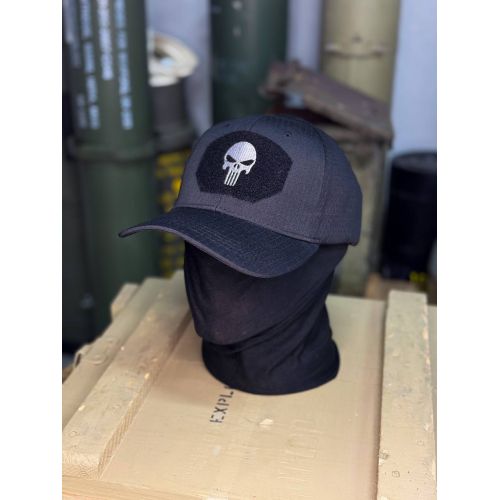 Тактична бейсболка з сіткою і черепом (black)