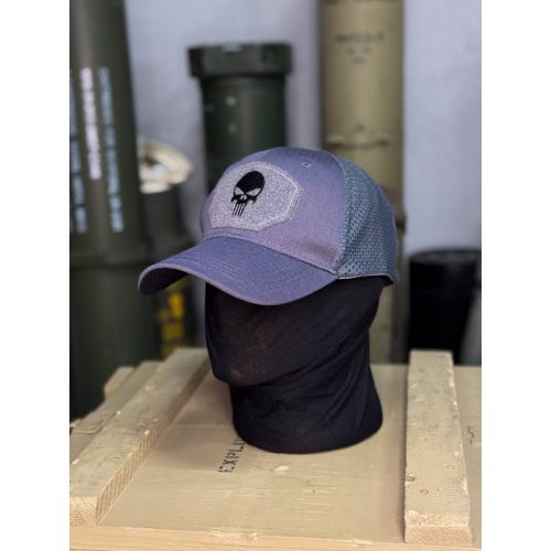Тактична бейсболка з сіткою і черепом (grey)